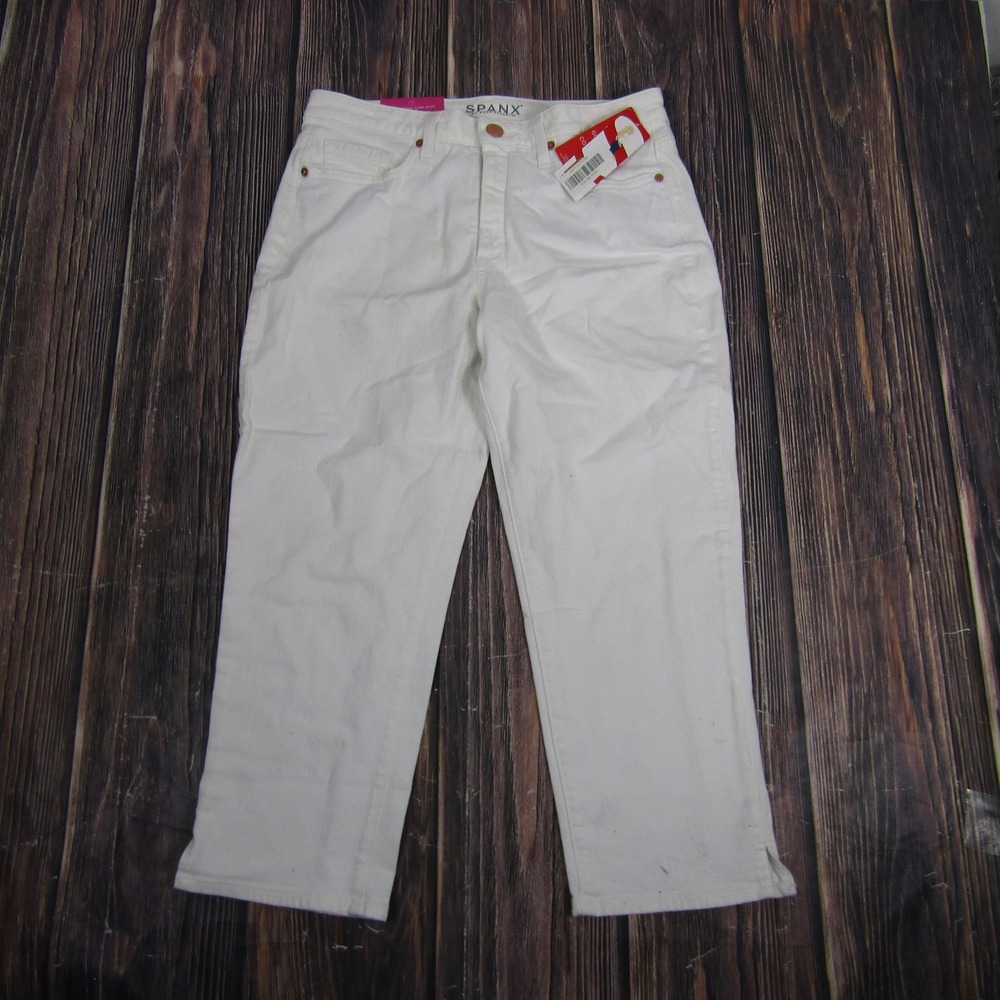 Spanx Jeans Womens 29 White Slim-X Casual Capri Stretch 5-Pocket Zip‎ Fly NWT